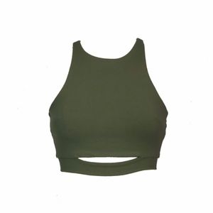 bebe Olive Green Cutout Crop Top